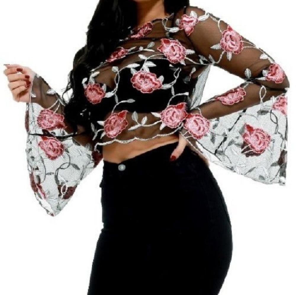Floral Mesh Top